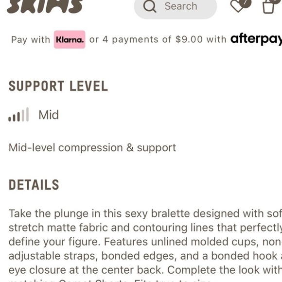 Skims bonded (B17) corset plunge bralette XXS in steel NWT - Picture 4 of 5